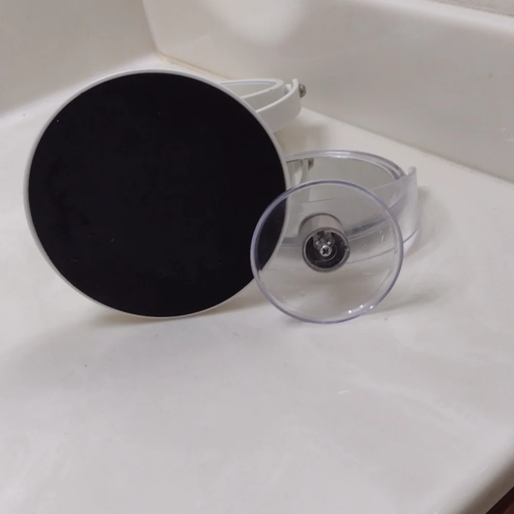 Two makeup mirrors a set, one white one clear acrylic reversible side magnified